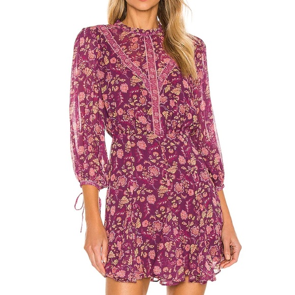 Tularosa Hopper Mini Dress in Plum Pink Floral size small - Picture 3 of 11